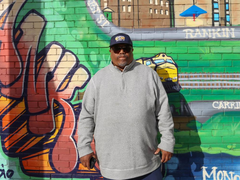 William Timbers, a U.S. Steel worker and steelworkers union member, poses for a portrait in Rankin, Pa. on Oct. 16, 2024.