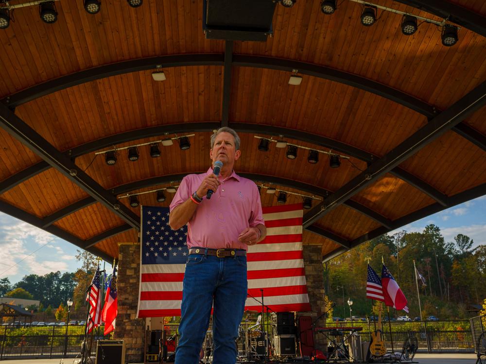 Georgia Gov. Brian Kemp speaks at a Get out the Vote event in Cumming, Ga. on Oct. 26.