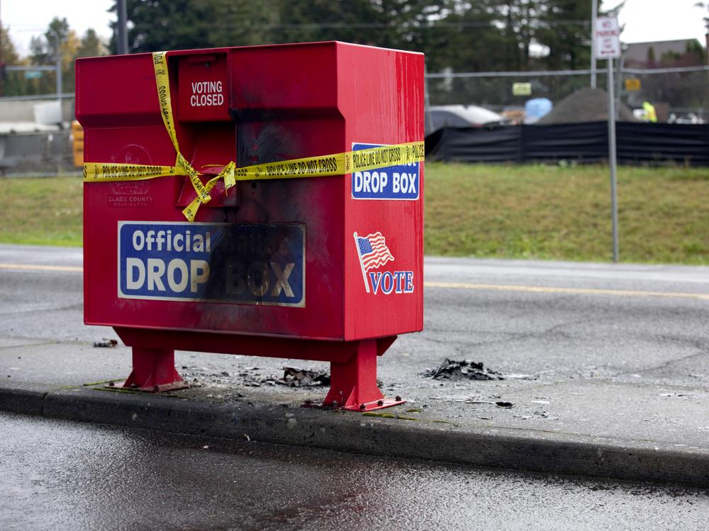 A ballot drop box in in Vancouver, Wash., was set ablaze early Monday morning, destroying hundreds of ballots.
