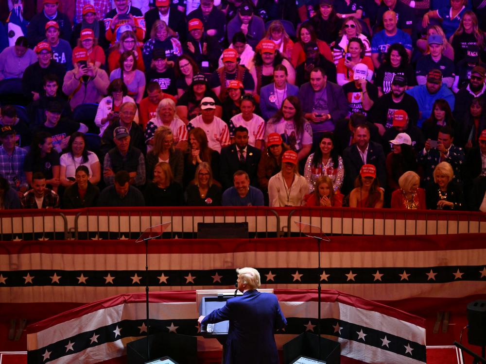 Former President Donald Trump speaks during a campaign rally at Madison Square Garden in New York on Sunday.