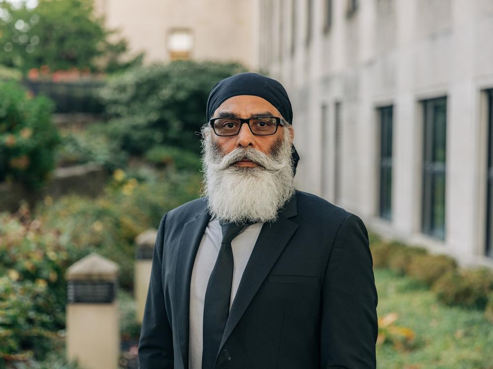 Sikh activist Gurpatwant Singh Pannun stands for a photograph in New York City on Oct. 25.