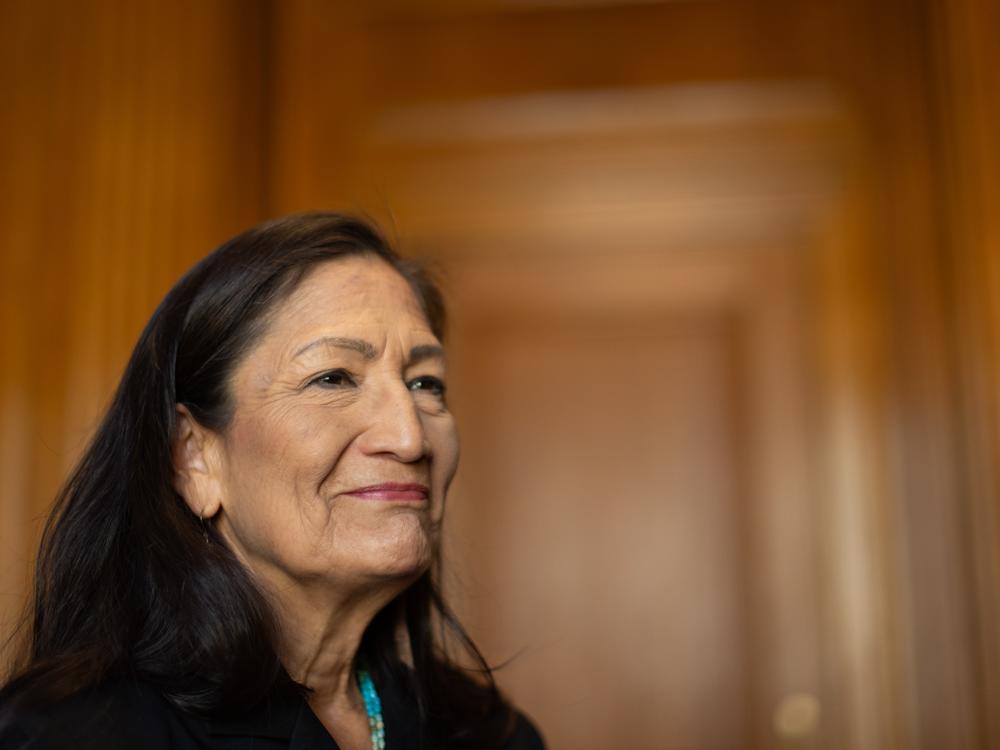 Interior Secretary Deb Haaland during an interview inside the Department of Interior headquarters in Washington, DC on October 8, 2024.