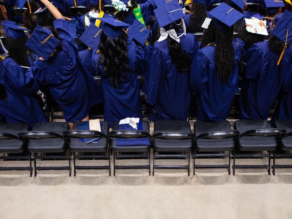 Howard University graduates arrive for the 2023 Commencement Ceremony in May, 2023.