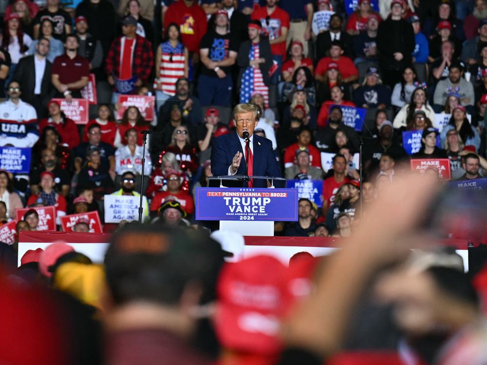 Former President Donald Trump speaks at a campaign rally in Allentown, Pa., on Tuesday.