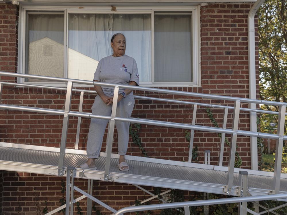 Before the national nonprofit Rebuilding Together installed a ramp, Haskins and her partner spent years struggling to get him up the main steps and into the house.