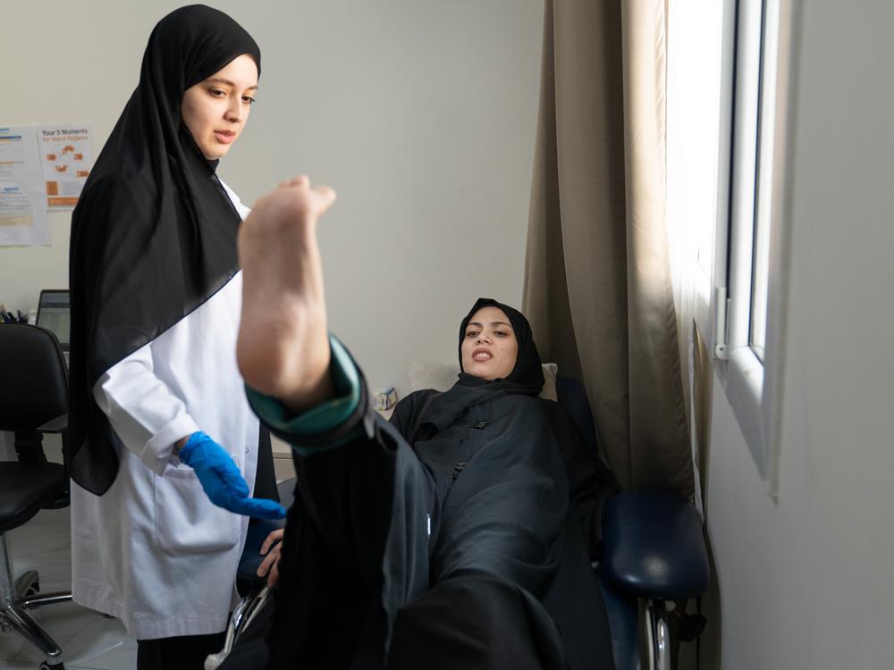 Raneem Hijazi was injured when the apartment in Gaza where she was sheltering was bombed. She's working on building strength in her legs, though she will still need more surgeries before she can heal.