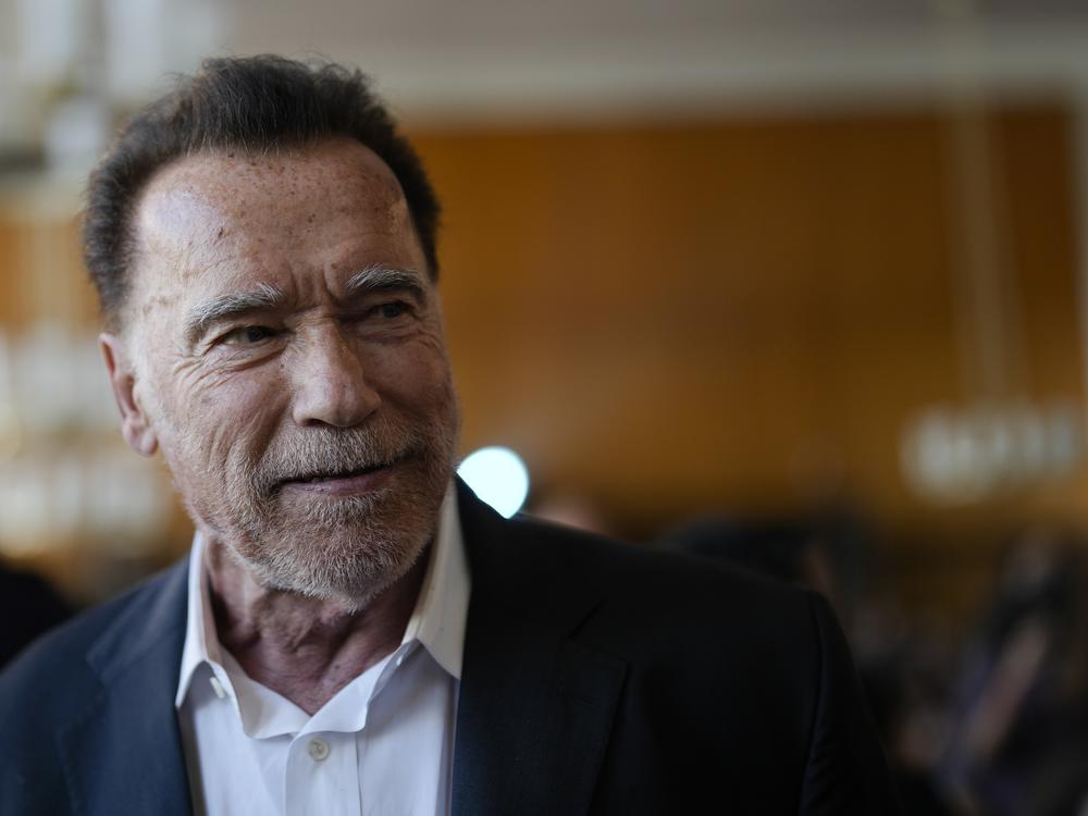 Former California governor and actor Arnold Schwarzenegger arrives for a ceremony to receive a honorary doctorate by the Hertie School, a university of governance, in Berlin, Germany, Tuesday, Sept. 17, 2024.