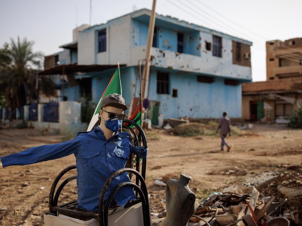 This is one of several Sudanese Police Force checkpoints in Omdurman on Sept. 8. These checkpoints are erected in more dangerous areas of town and are often garnished with a mannequin or teddy bear.