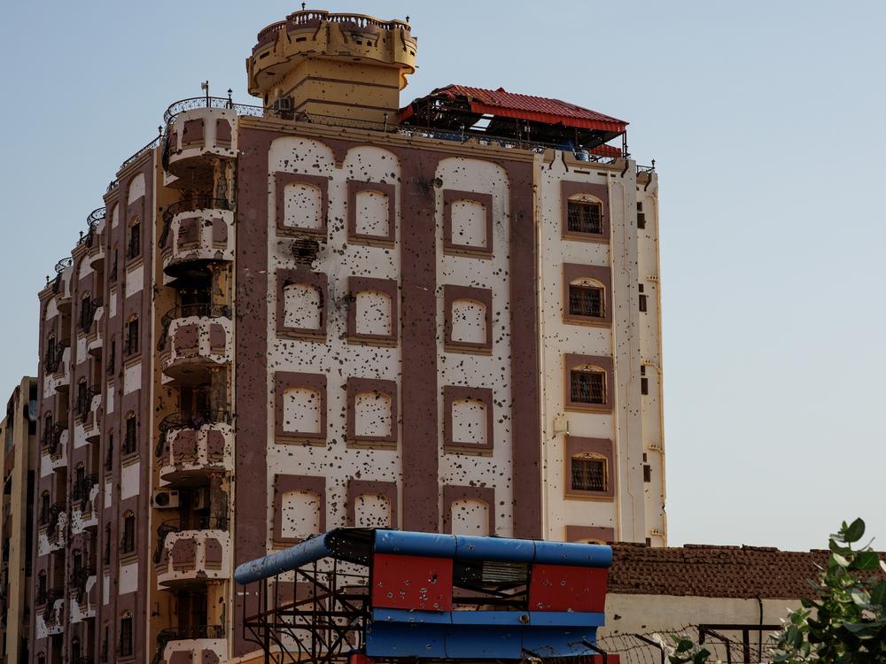 A partly destroyed building in the Souq Omdurman market, Omdurman, Sudan, on Sept. 8.