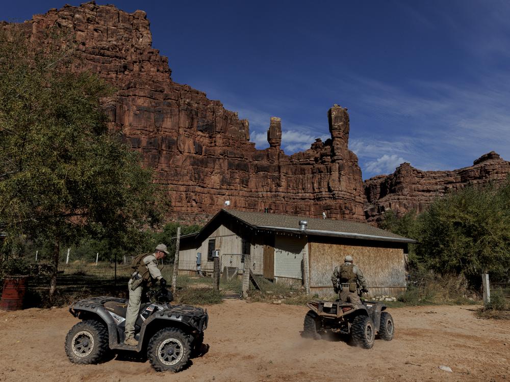 Security officers at the entrance of the Supai Tribe village.