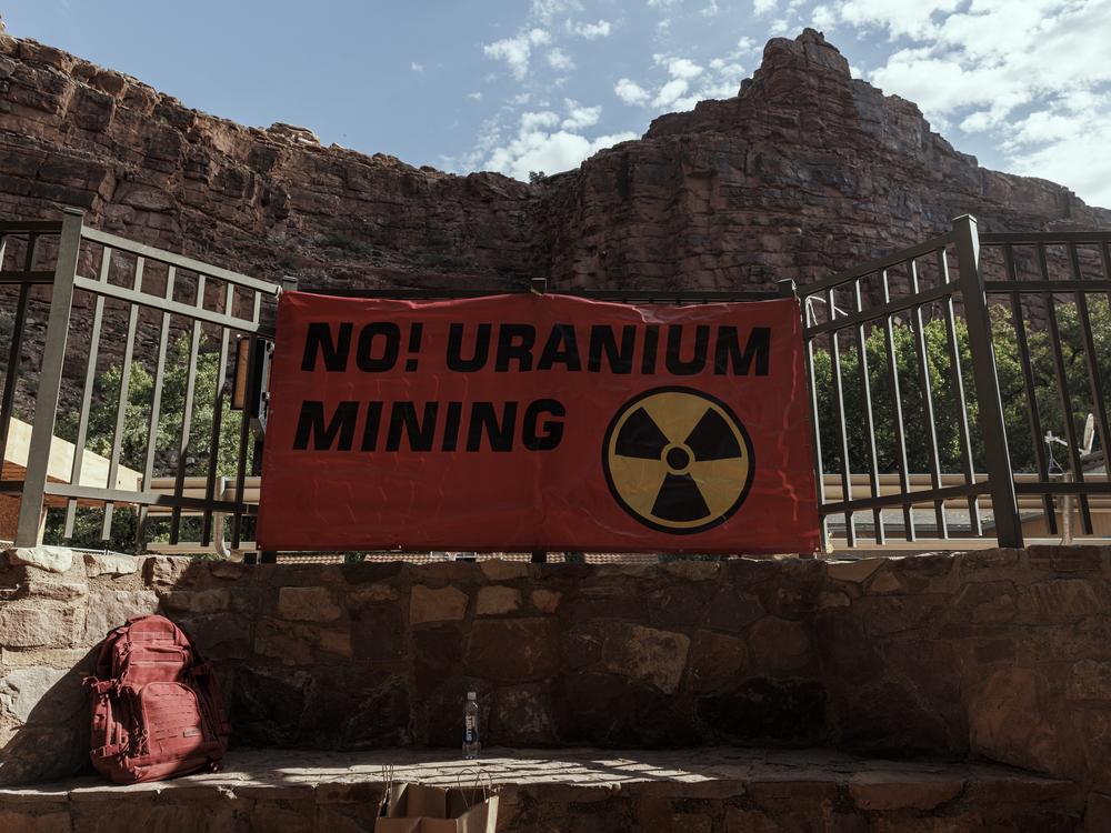 A banner against Uranium mining at the Supai Tribe village.