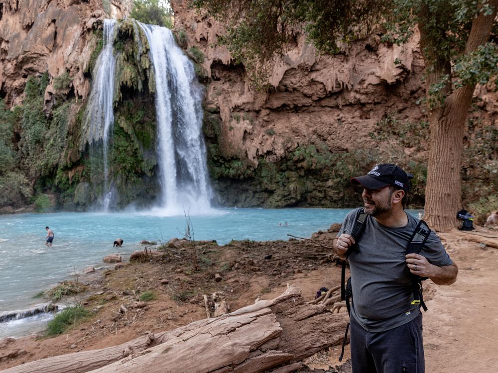 Gallego at the Havasupai Falls in the Grand Canyon.
