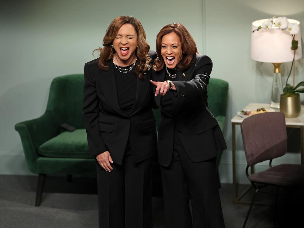 Maya Rudolph and Vice President Harris in the cold open comedy sketch on <em>Saturday Night Live</em> at NBC studios in New York City on Nov. 2, 2024.