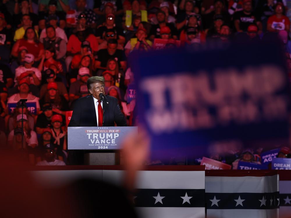 With three days until the election, Trump is campaigning for re-election in the battleground state of North Carolina, shown here at a rally in Greensboro on Saturday, where recent polls have the former president and his opponent, Democratic nominee, Vice President Kamala Harris in a dead heat.
