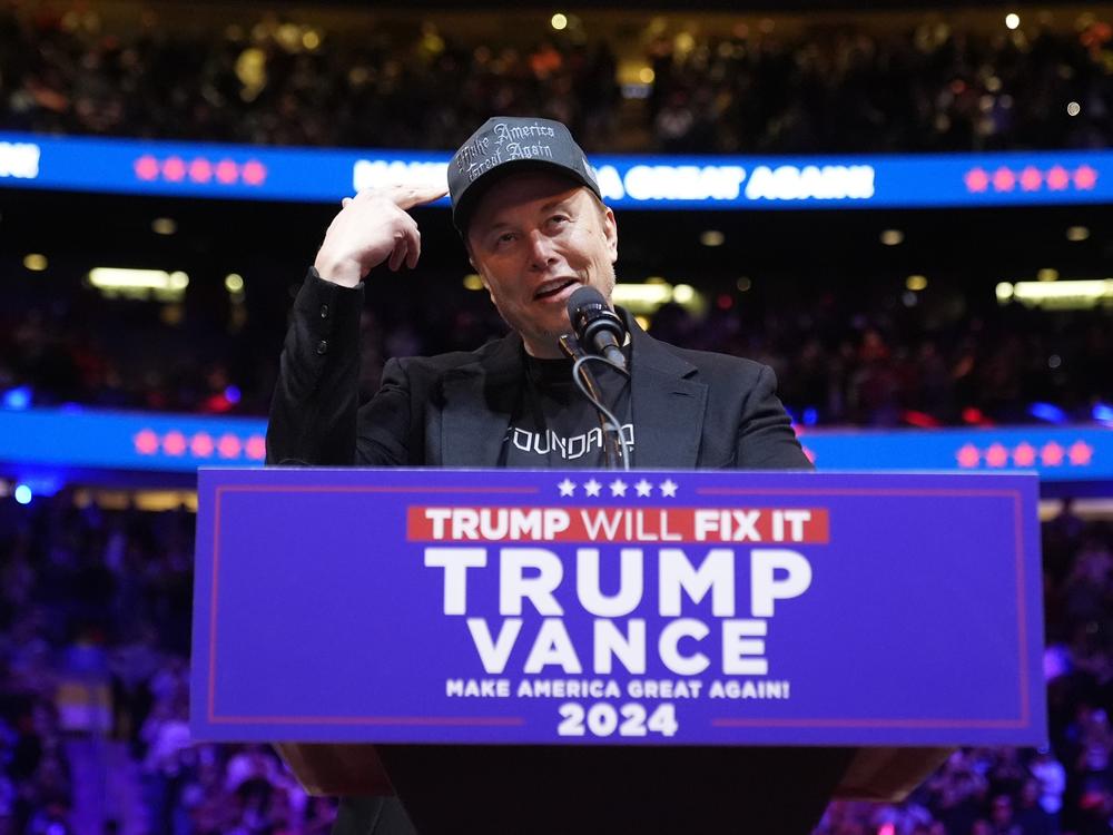 Elon Musk speaks before Republican presidential nominee former President Donald Trump at a campaign rally at Madison Square Garden, Sunday, Oct. 27, 2024, in New York.