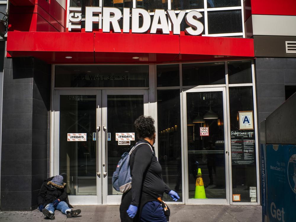 A TGI Fridays is pictured in 2020 in Queens in New York City, when the streets were empty due to the coronavirus.