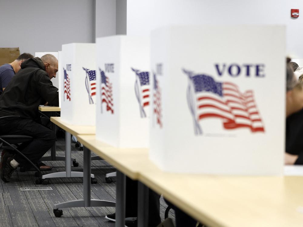 People cast ballots in Howell, Mich., on Sunday.