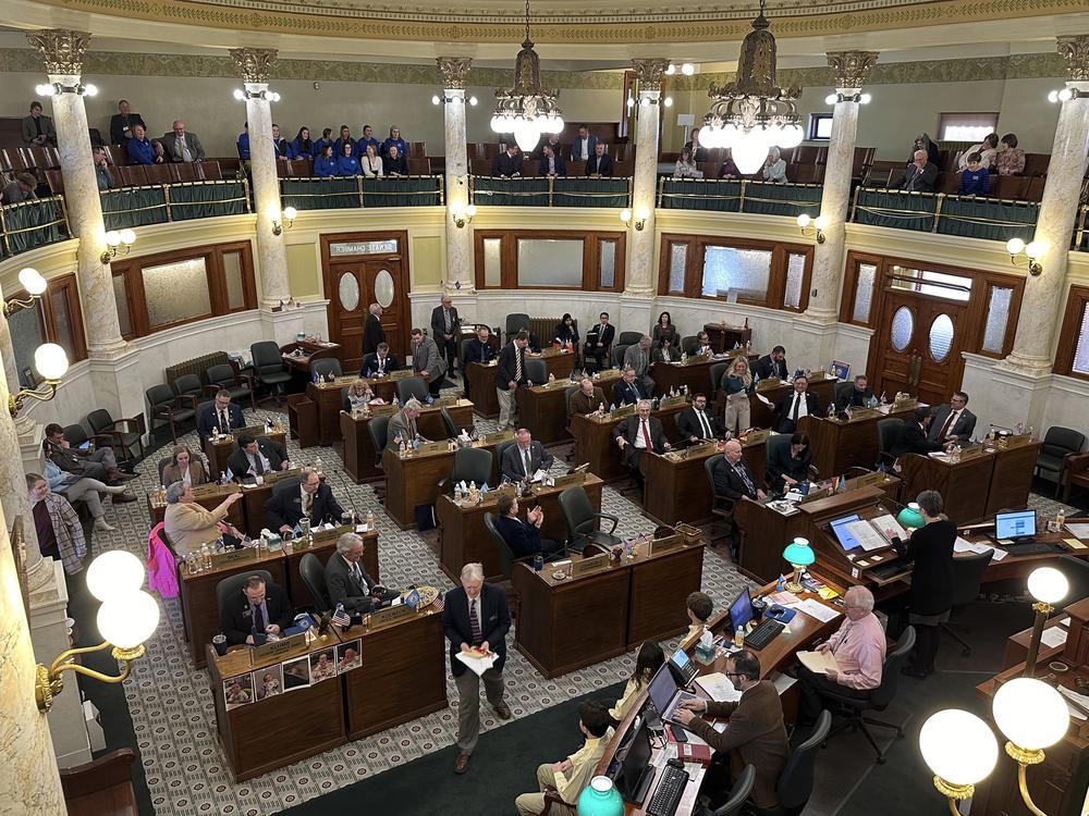 The South Dakota Senate begins a floor session, Thursday, Feb. 22, 2024, at the state Capitol in Pierre, S.D.