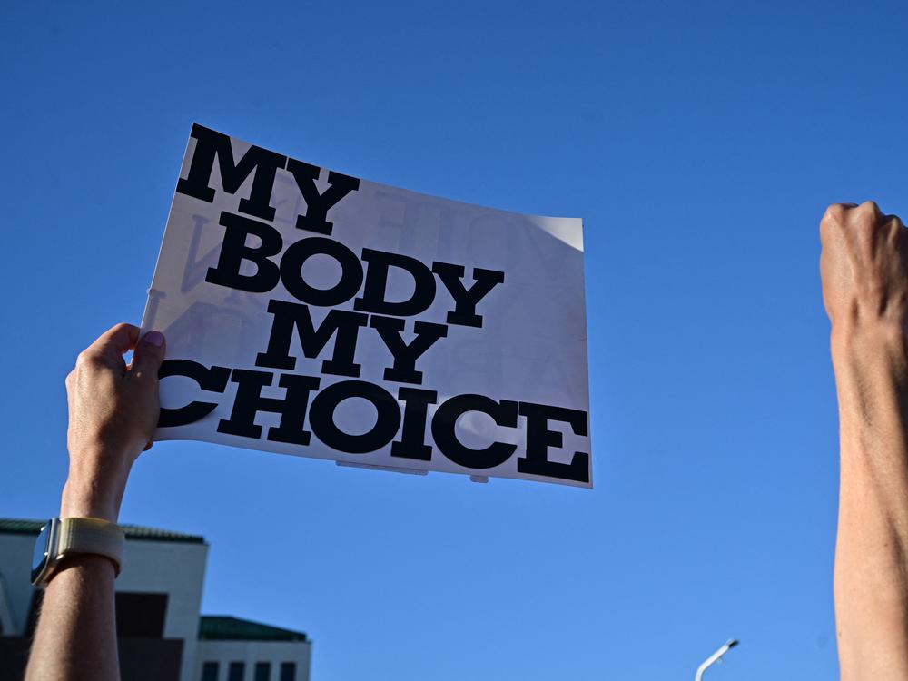 Demonstrators rally in Scottsdale, Arizona.