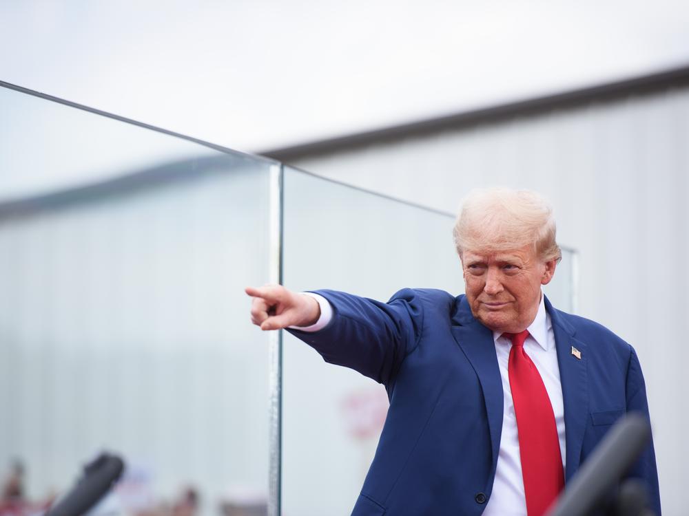 Donald Trump greets supporters before offering remarks during a 2024 event in Asheboro, North Carolina.