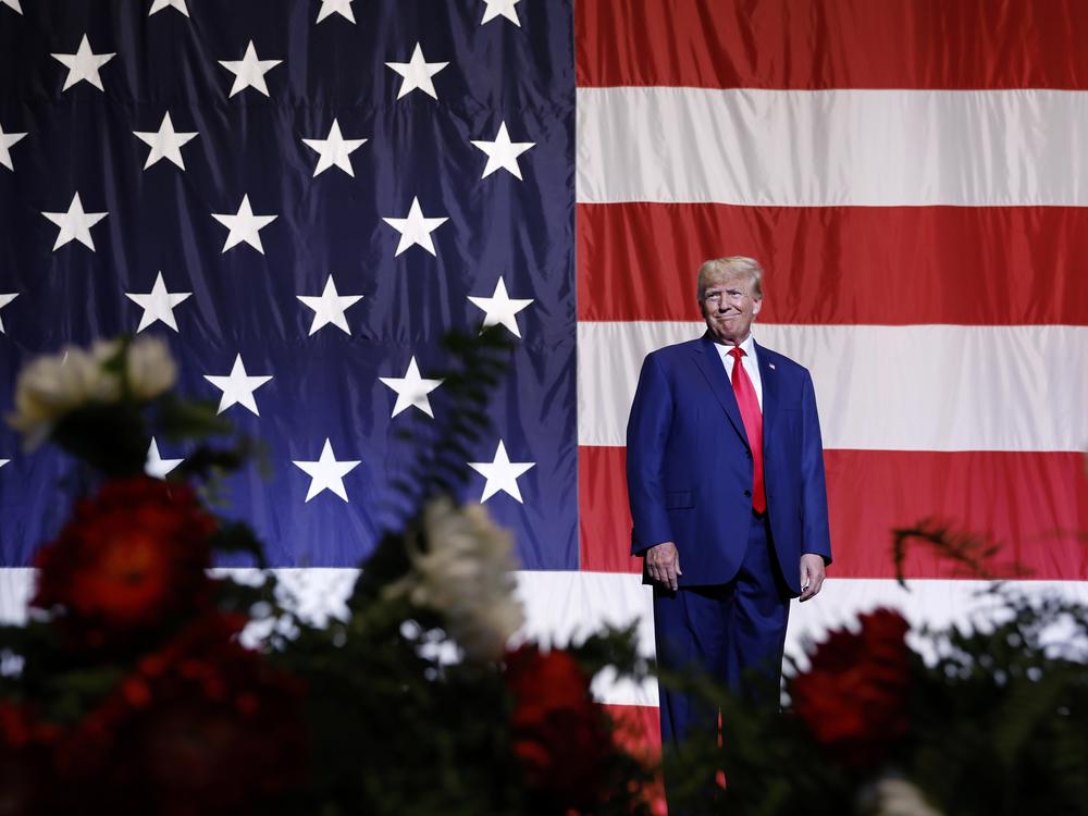 President-elect Donald Trump delivers remarks during the Georgia state GOP convention in June 2023 after a grand jury indicted him on 37 felony counts in Special Counsel Jack Smith's classified documents probe.
