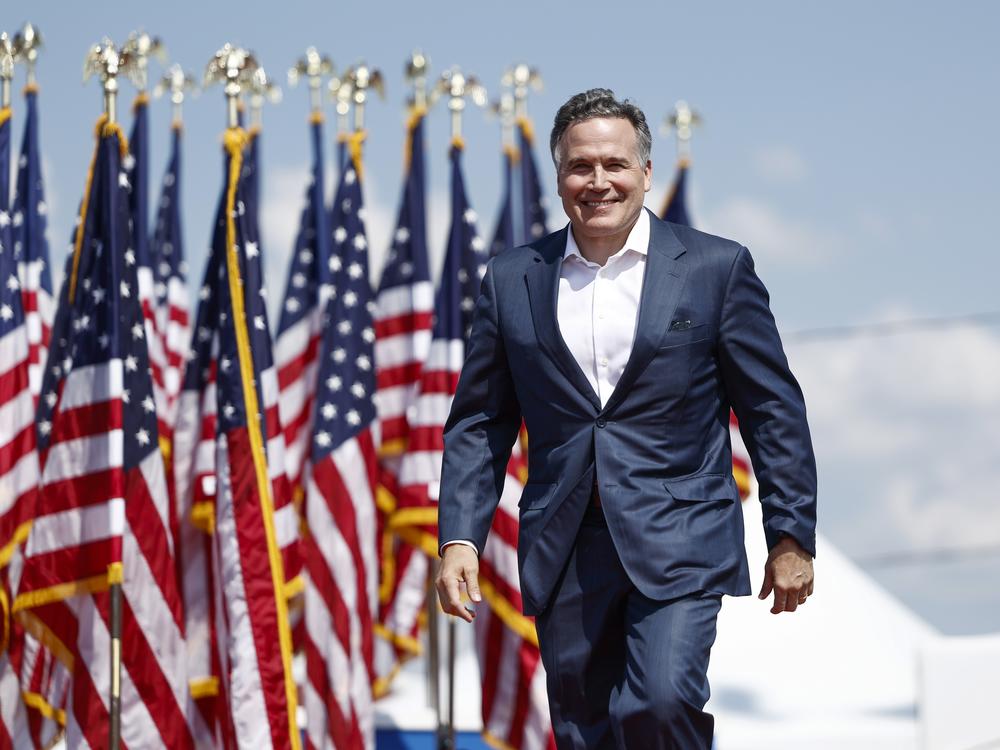 Dave McCormick, Republican U.S. Senate candidate from Pennsylvania, arrives to speak at a campaign rally for former President Donald Trump on July 13 in Butler, Pa.