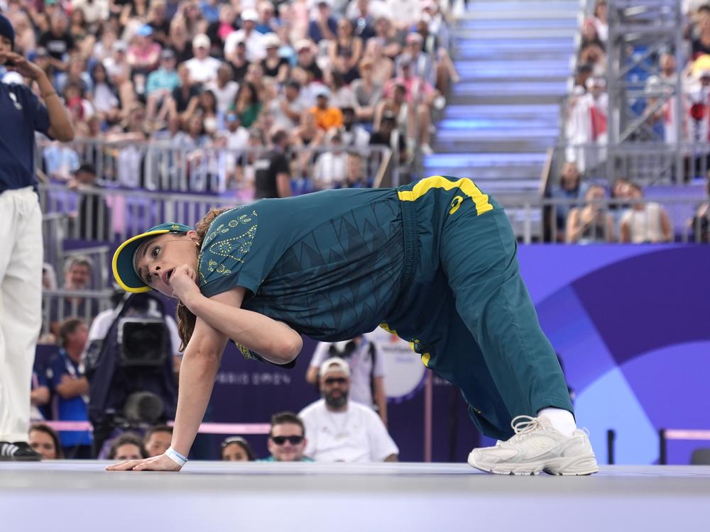 Australia's Rachael Gunn, known as B-Girl Raygun, competes during the Round Robin Battle at the breaking competition at La Concorde Urban Park at the 2024 Summer Olympics on Aug. 9, 2024, in Paris, France. Her performance drew laughs and criticism and now Gunn is responding.