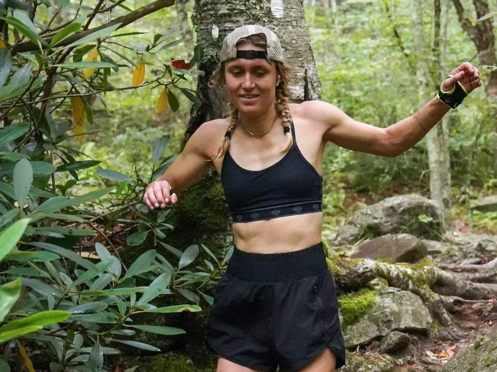 Tara Dower runs the Appalachian Trail during her record-setting speed-hike