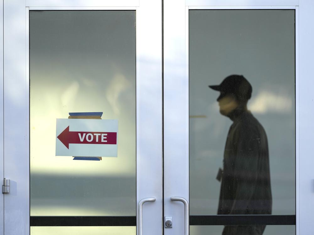A polling place at the Arizona State University campus, Tuesday, in Phoenix, Ariz. Polling finds that three out of ten voters in Arizona who supported an abortion rights ballot measure also voted for Trump.
