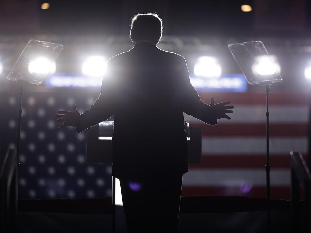 Former President Donald Trump holds a campaign rally at the Santander Arena in Reading, Pa.