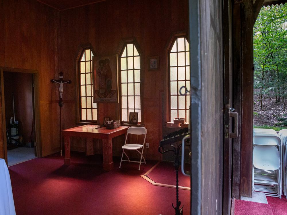A look inside the ornate, gilded church tucked away in the woods where visitors can attend an outdoor Ukrainian Catholic Mass.