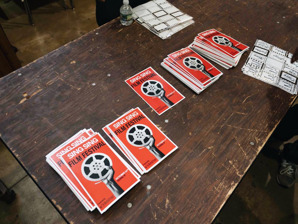 Posters for the film festival inside the campus chapel.