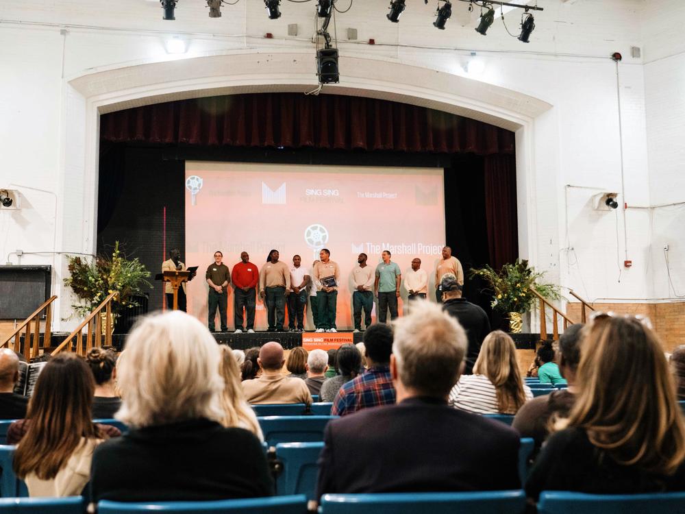 The jury of the first-ever Sing Sing Film Festival gather on stage to receive recognition for their work.