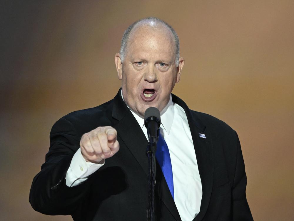 Tom Homan speaks at the Republican National Convention in Milwaukee in July. Trump announced on Sunday that the former acting ICE director will oversee border control in his second administration.