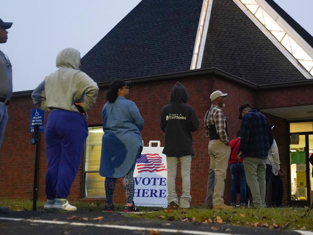 Voters line up to cast their ballots on Nov. 5, 2024 in Austell, Georgia. Intelligence officials and researchers say Russia, Iran, and China tried to influence Americans in this year's election. But there's no indication so far their efforts swayed results.