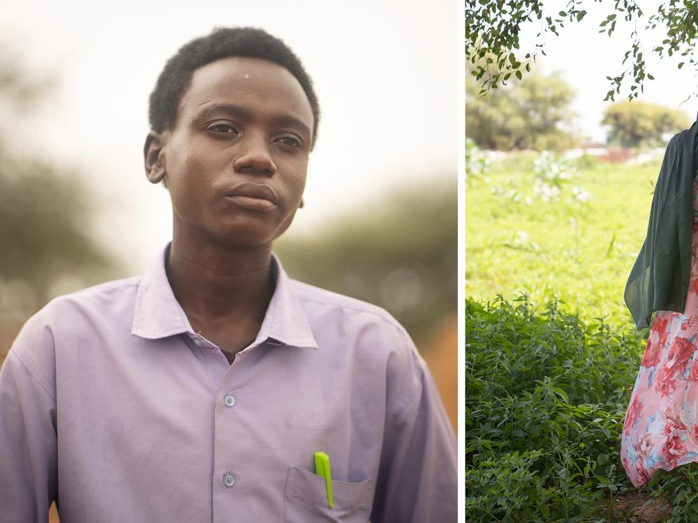 Mahamat Djouma, 14, fled the war in Sudan without parents; his mother died in 2023 and his father subsequently disappeared. He came with 5-year-old twin brothers, whom he now cares for. Entesar, a 21-year-old student, also fled to escape the violence -- and was raped by three soldiers. She asked to be identified by her middle name since she has not yet told close family members about the attack.