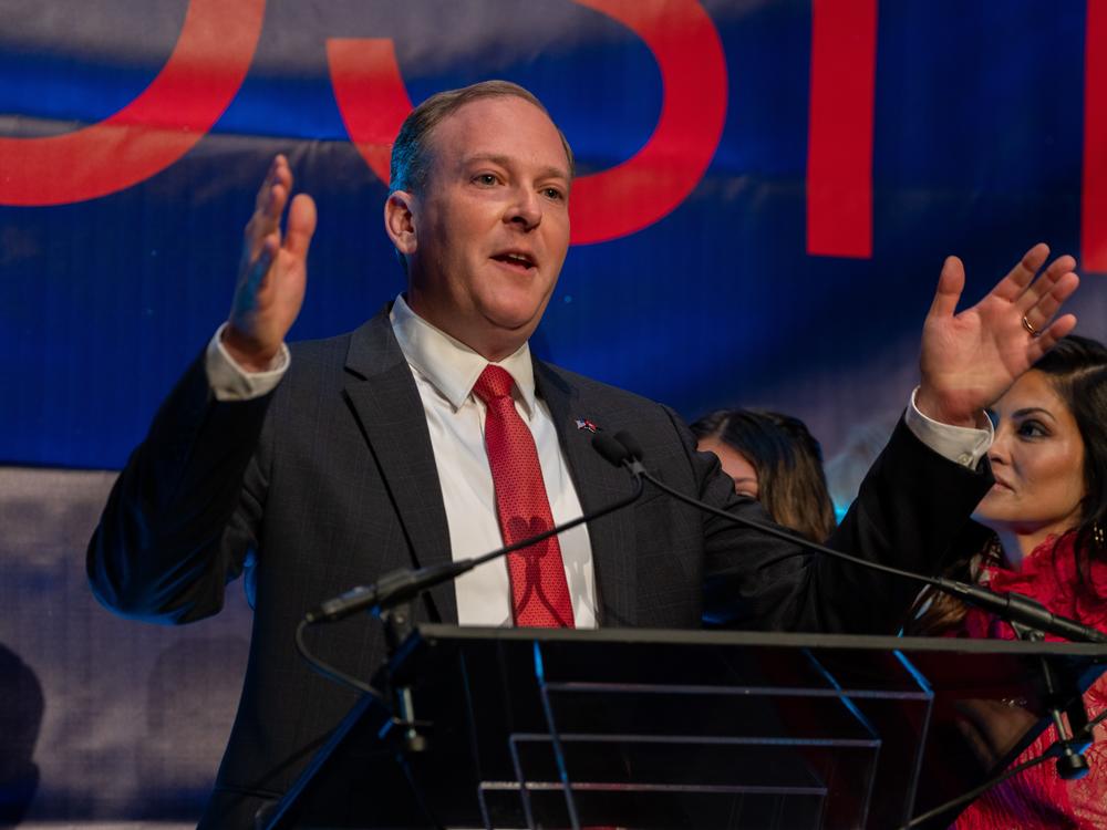 New York Rupublican gubernatorial candidate Lee Zeldin gives a speech at his election night party on Nov. 8, 2022 in New York City.