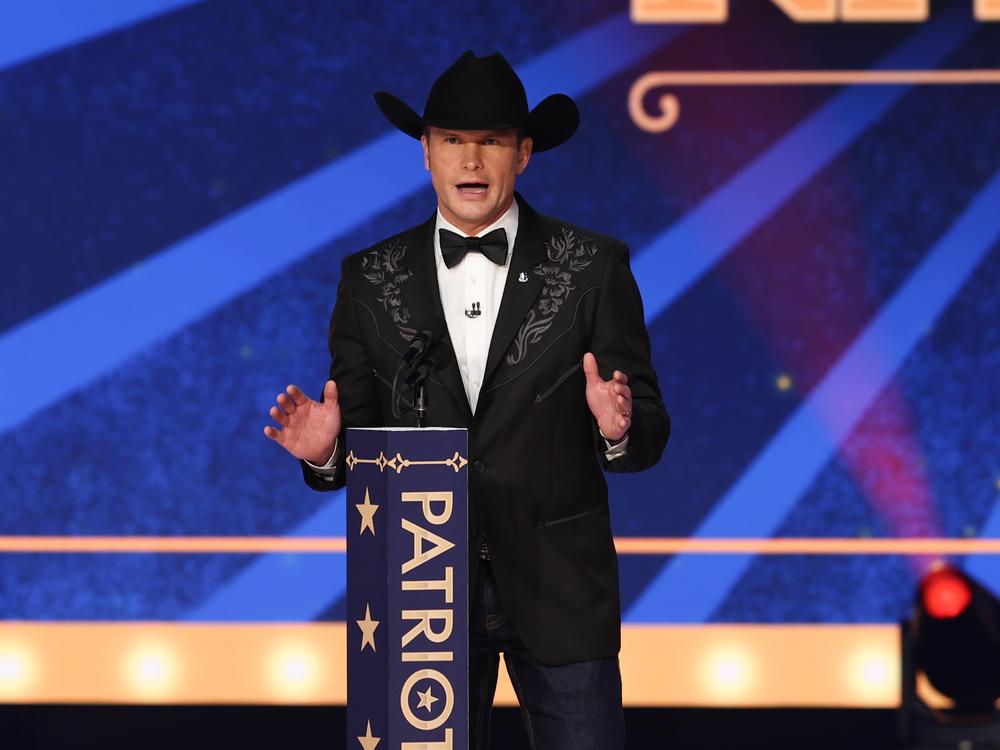 Host Pete Hegseth speaks onstage during the 2023 FOX Nation Patriot Awards at The Grand Ole Opry on Nov. 16, 2023 in Nashville, Tenn.