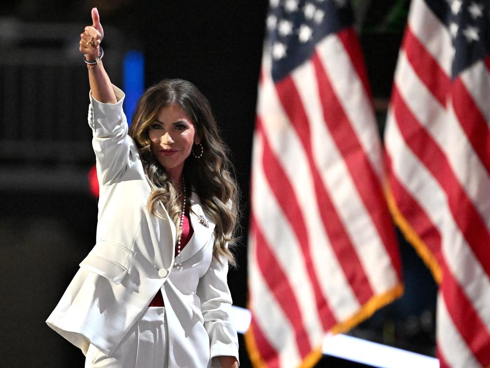 Kristi Noem, governor of South Dakota, during the Republican National Convention in Milwaukee, Wisc., in July.