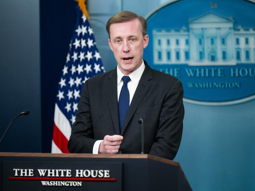 President Biden's national security adviser Jake Sullivan speaks to reporters at the White House on Nov. 13, 2024.