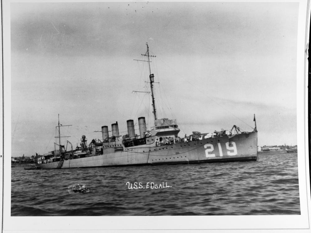 The USS Edsall is pictured in San Diego Harbor, Calif., 1920s. The ship was lost during World War II but was located by Australia's navy last year.