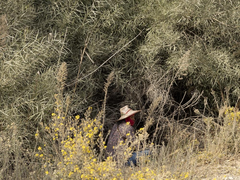 A  worker from Thailand rests after he was evacuated from Metula following a rocket strike from Lebanon that killed four laborers from Thailand and one Israeli citizen on Oct. 31 in Kfar Yuval, Israel.