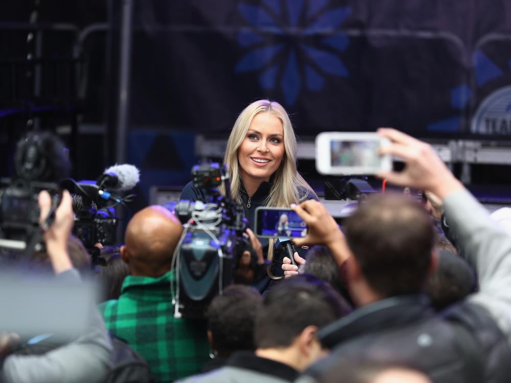 Record-setting skier Lindsey Vonn says she is mounting a comeback at age 40. She's seen here in 2017, speaking to media ahead of the Pyeongchang Winter Olympics.