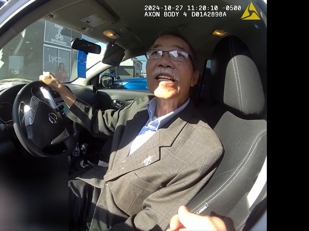 A screenshot from the bodycam footage shows 70-year-old Lich Vu before he was slammed to the ground by an Oklahoma City police officer on Oct. 27.