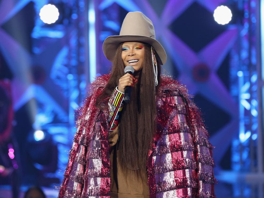 Badu speaks onstage during BET's Social Awards 2018 at Tyler Perry Studio in Atlanta, Georgia.