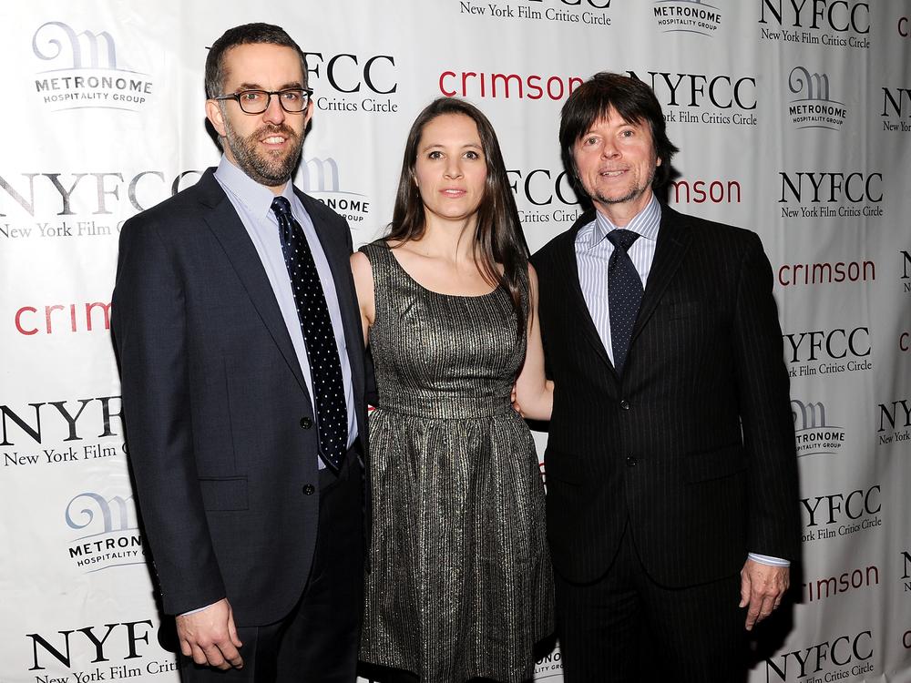 (From left) David McMahon, Sarah Burns and Ken Burns arrive at the New York Film Critics Circle awards dinner in January 2013 after co-directing the documentary 
