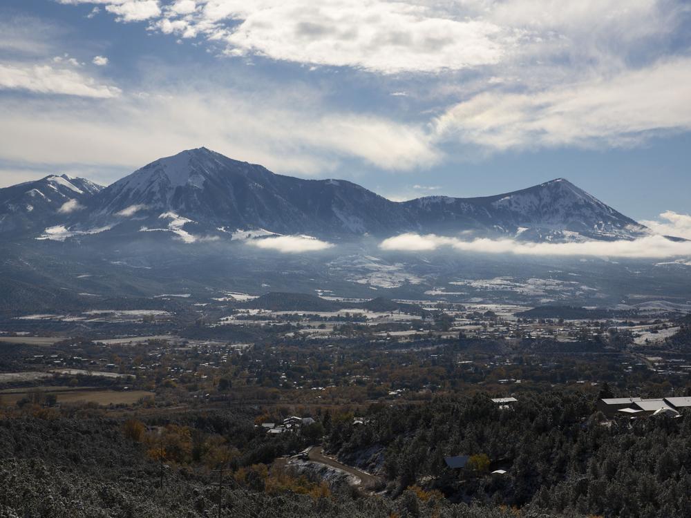 A view of Paonia, Colo., and the surrounding West Elk Mountains.