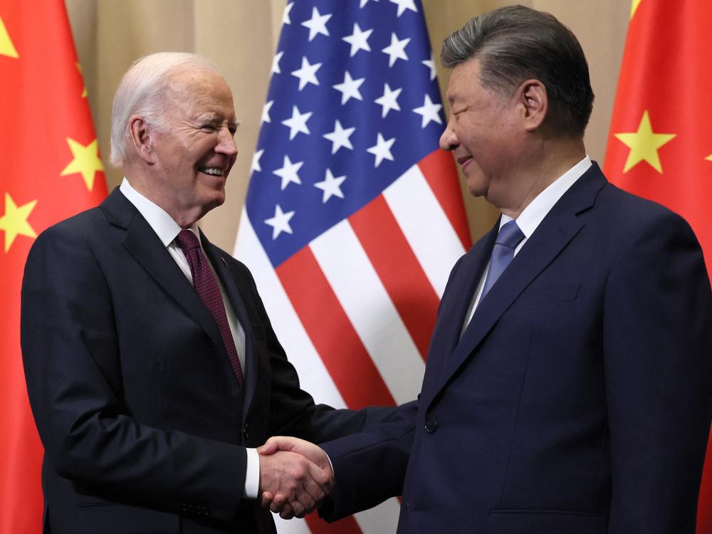 President Biden shakes hands with Chinese President Xi Jinping on the sidelines of the Asia-Pacific Economic Cooperation (APEC) summit in Lima, Peru, on Nov. 16, 2024.