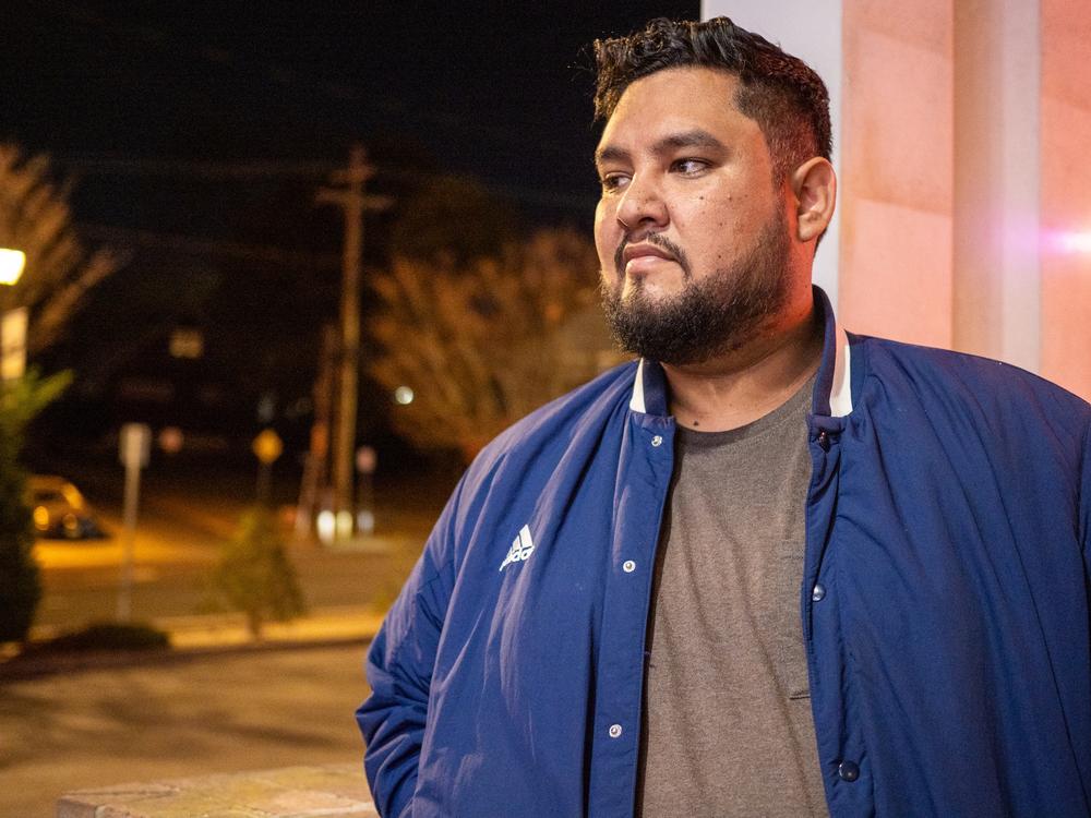 Angel Reyes Rivas at his office in Long Island. Yunuen Bonaparte/NPR