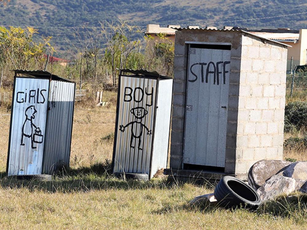 Makeshift toilets, known as 